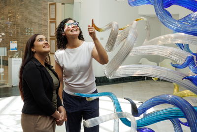 Teacher and student in museum