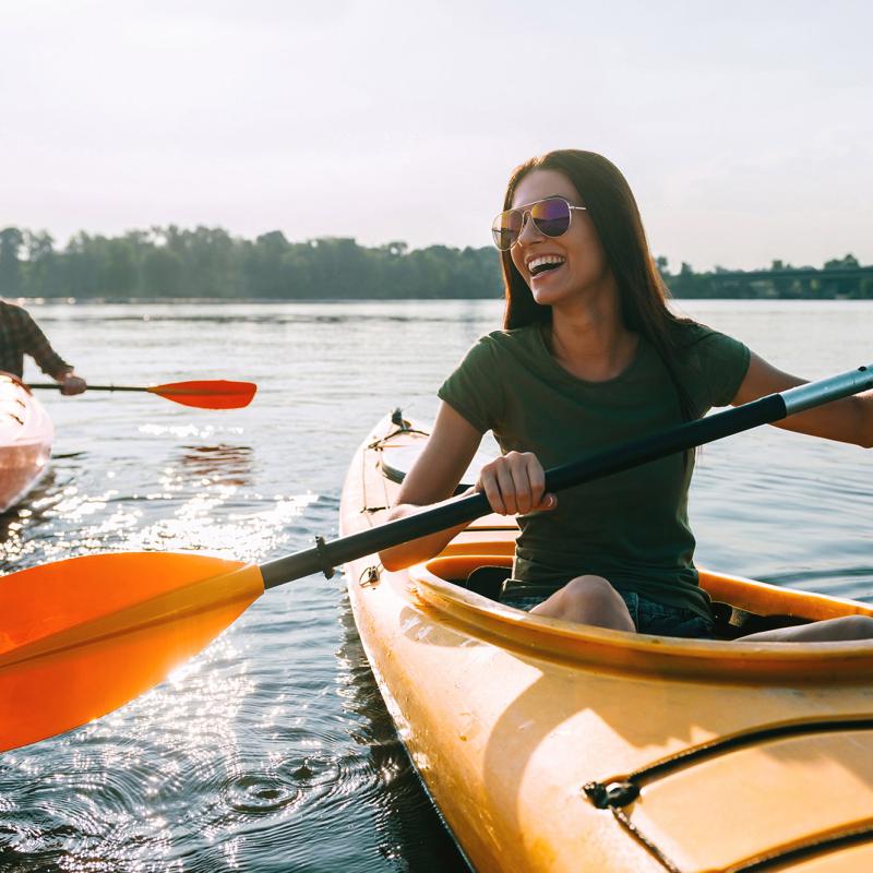 Couple Kayaking on a lake